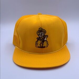 Yellow Vintage Trucker Baseball Cap Wyoming Cowboy Embroidered Patch Go Pokes!